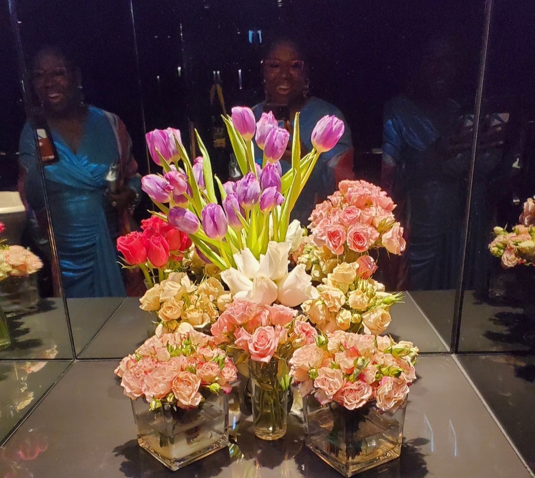 Elegant floral tablescape arrangement
